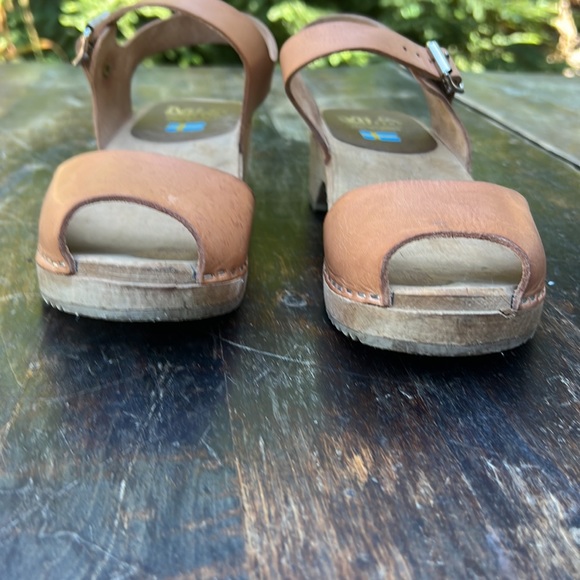 MIA Anja Swedish wooden and leather 2 inch heel open toe strappy sandal sz 7.5 - Picture 6 of 10